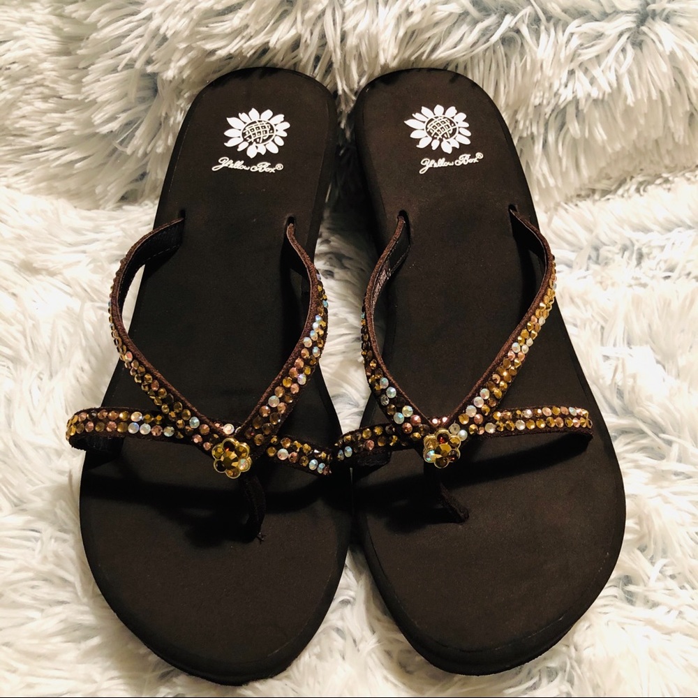 Yellow box jewel flip flop 11